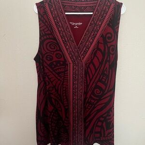 Soft Surroundings Maroon and Black Tribal Tank Top